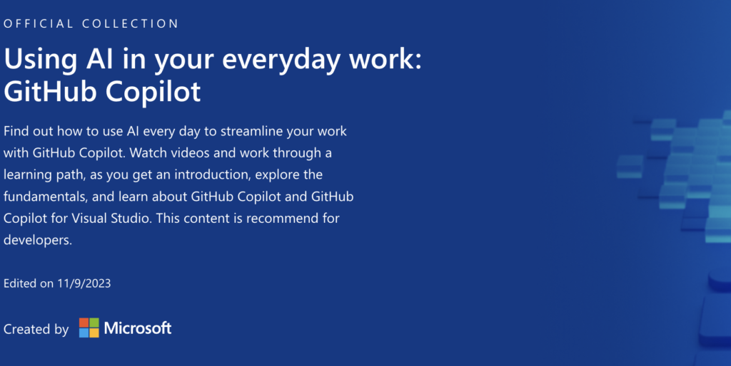 Microsoft - Free course - Using AI in your everyday work: GitHub Copilot